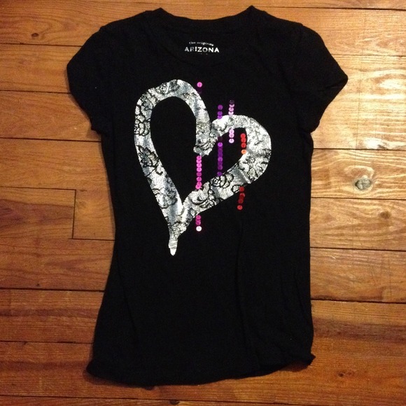 Basic black tee with heart design