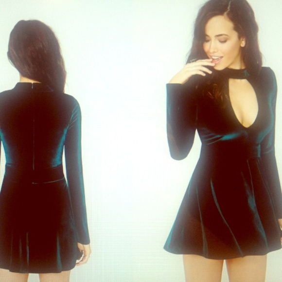 Velvet emerald skater dress