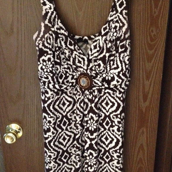 A long Brown and white maxi style dress