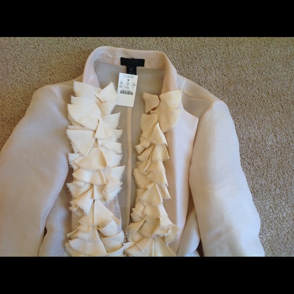 JCrew 100% Silk Ruffle Front Blazer