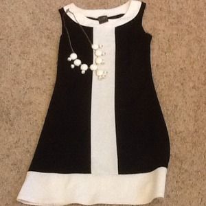 Boutique brand black and white mod mini dress, S