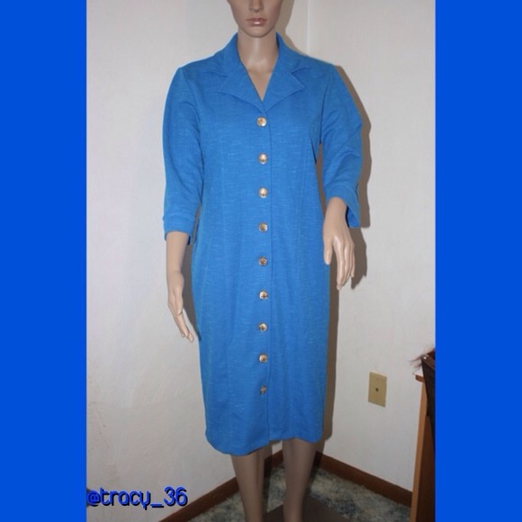 Blue Button Up Dress - Picture 1 of 3