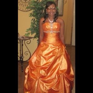 BeJeweled Tangerine Prom Gown(House of Wu)