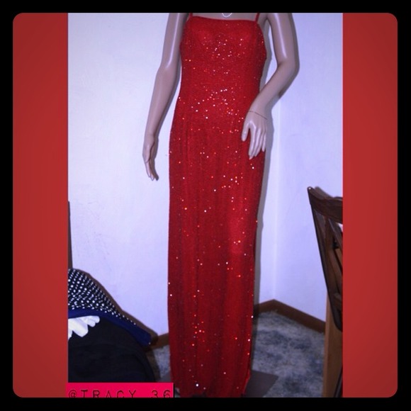 Red Bead Formal Dress - Picture 1 of 4