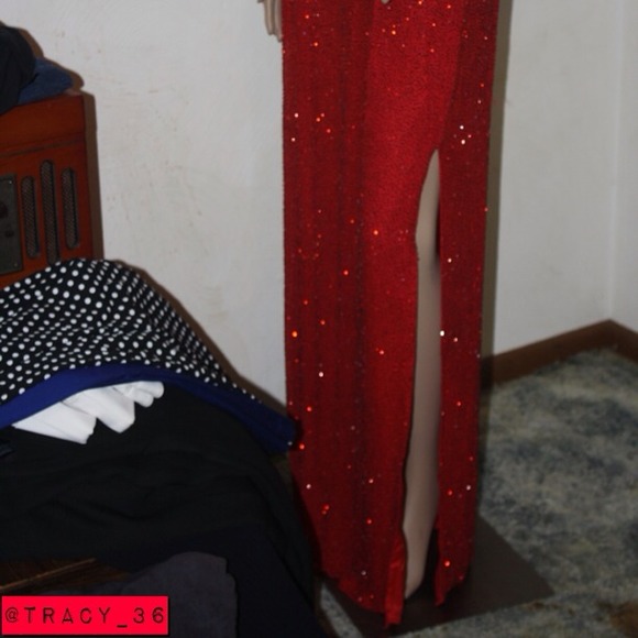 Red Bead Formal Dress - Picture 2 of 4