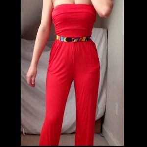 Strapless Coral Ruched top Jumper