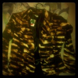 Animal Print Strip Blazer