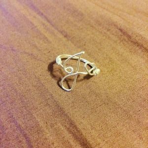 Letter J with Heart Wire Ring