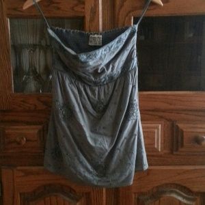 Beaded print grey blue tube top.