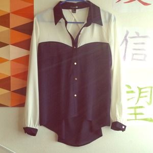 Navy ivory blouse