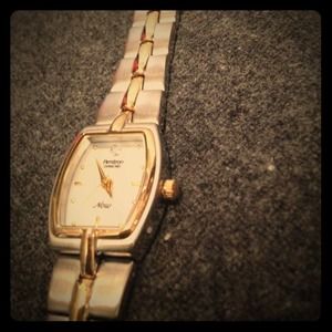 Stainless Steel Ladies Watch with Gold Accent