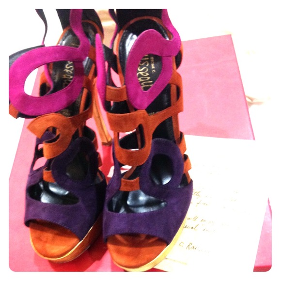 Jerome Rousseau suede multi color shoes - Picture 1 of 3