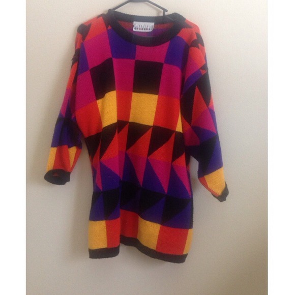 Brightly colored, oversized vintage sweater