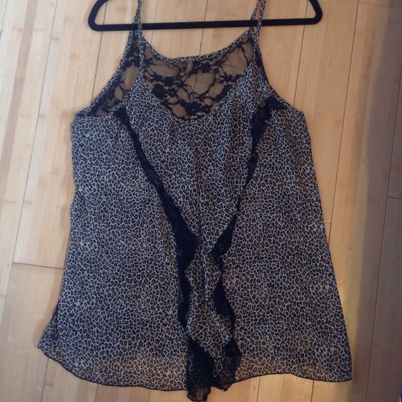 Cute Leopard top with ruffles and Lace back
