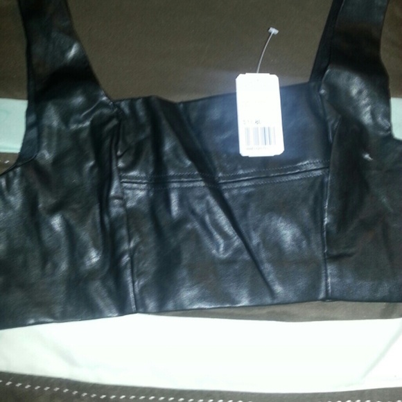 Faux leather crop top