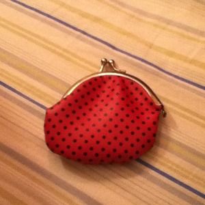 Hot pink poka dot change holder