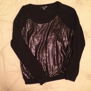 Forever 21 Black Sequin Sweatshirt