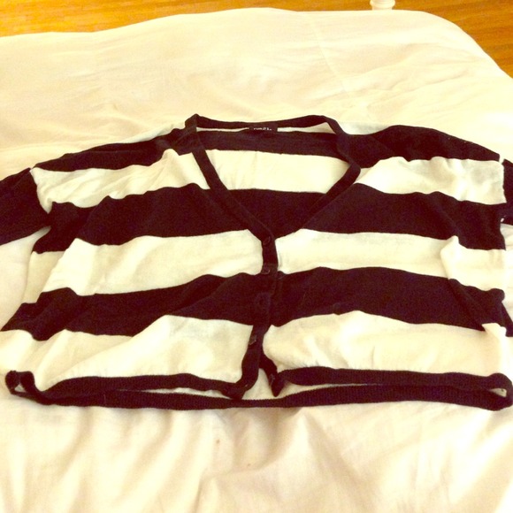 Black and White Striped Cardigan - size small - Picture 1 of 4