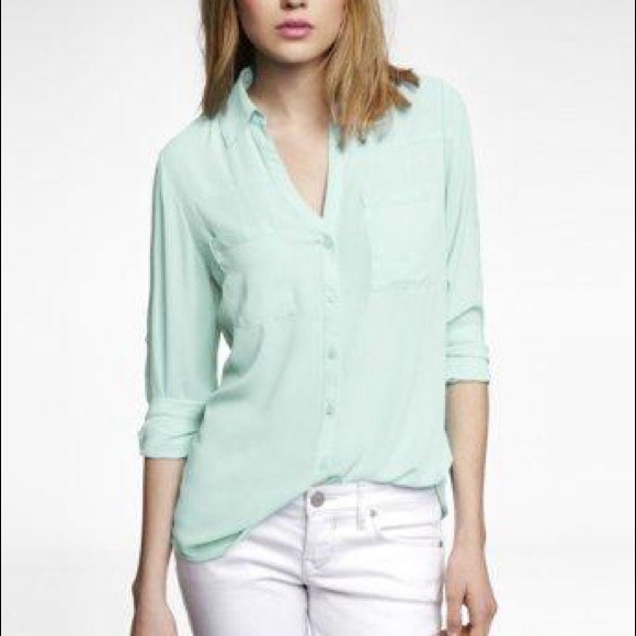 Express Mint Green Button Down Shirt Sz XS NWOT