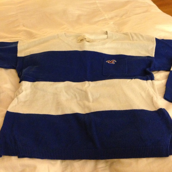 Blue and White Striped Sweater - size small - Picture 2 of 3