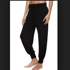 Plain black joggers.