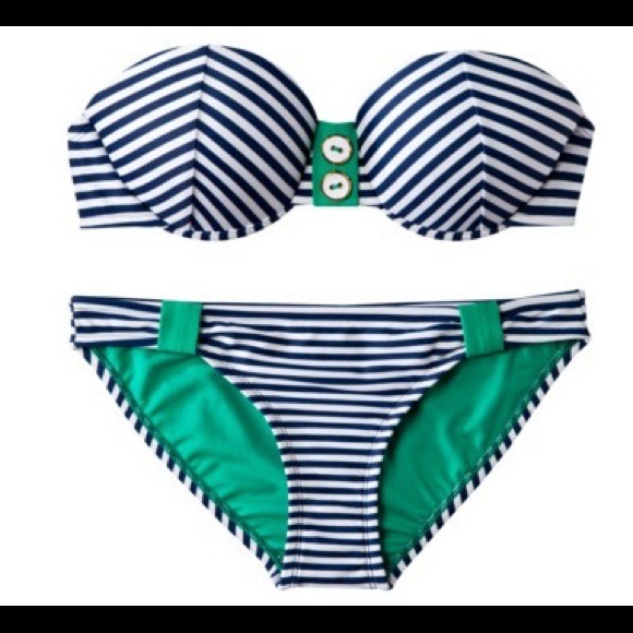 blue striped bandeau SMALL (smoke free) push up