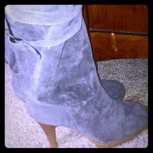 Grey suede like boots.
