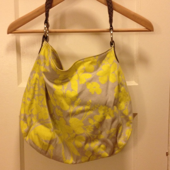 Tan and yellow Hawaiian print hobo