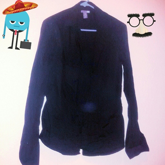 Unisex Black long sleeve dressy shirt - Picture 1 of 1