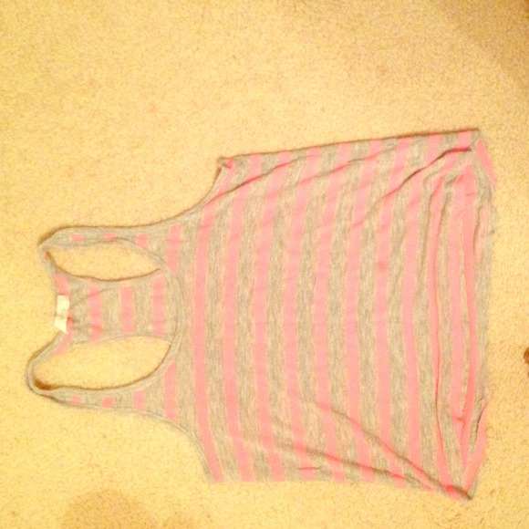 💗neon pink and grey racerback