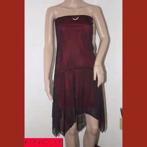 Strapless Black & Maroon Dress