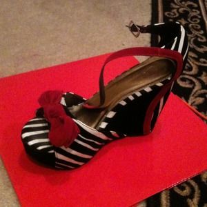 Zebra print wedge shoes reduced!!!!