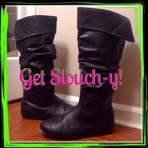 Black SLOUCH Boots w/Cuff