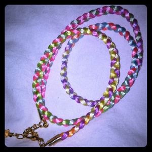 Satin Multi pastel wrap bracelet.gold.