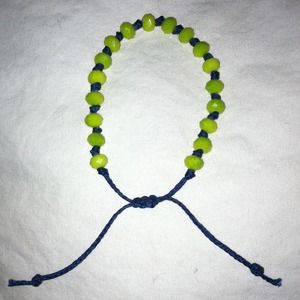 Blue wax linen lime faceted bead stone