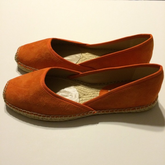 NIB Michael Kors Orange Velvor Espadrille Flats - Picture 2 of 4