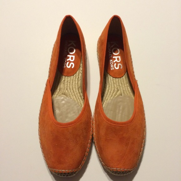 NIB Michael Kors Orange Velvor Espadrille Flats - Picture 4 of 4