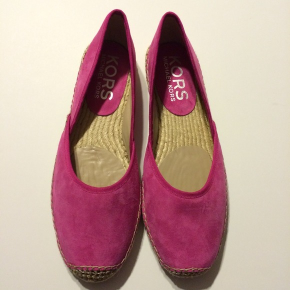 NIB Michael Kors Pink Velvor Espadrille Flats - Picture 2 of 4