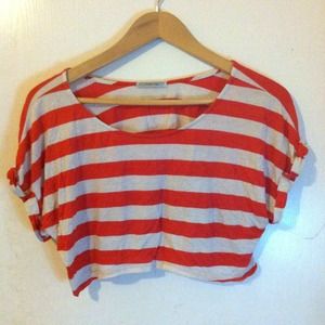 Red striped crop top