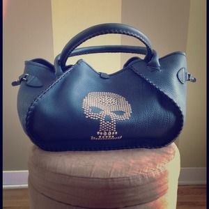 Genuine Leather Skull Studded Bag