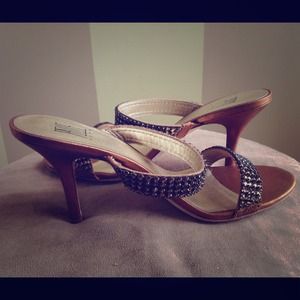 Strappy Leather Crystal Heels