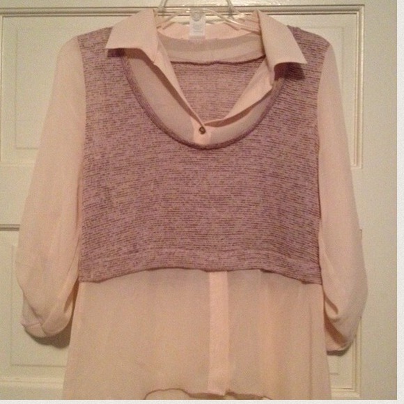 Pink sheer and knit top