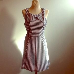 Retro nautical inspired navy & white striped dress