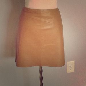 BCBG Camel colored leather mini skirt