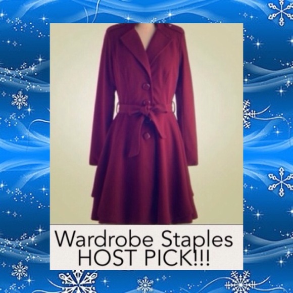 HOST PICK!!! Jackets & Blazers - ONE HOUR SALE!!  Maroon Trench with Full Skirt