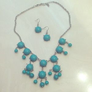 Turquoise Bubble Necklace with Earrings
