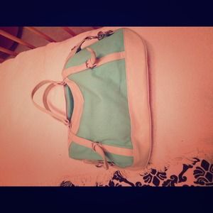 Teal and creme purse