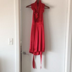 Red Silk Tuxedo Pleat BCBG dress