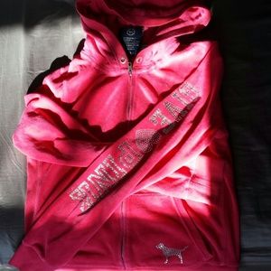 Pink hoodie zip up.