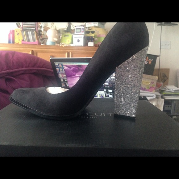 Black Glitter Heels